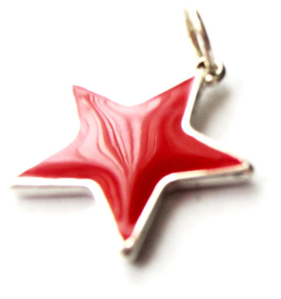 Vintage mooie grote geemailleerde Ster hanger, Sieraden, Tassen en Uiterlijk, Kettinghangers, Verzenden, Zo goed als nieuw, Zilver