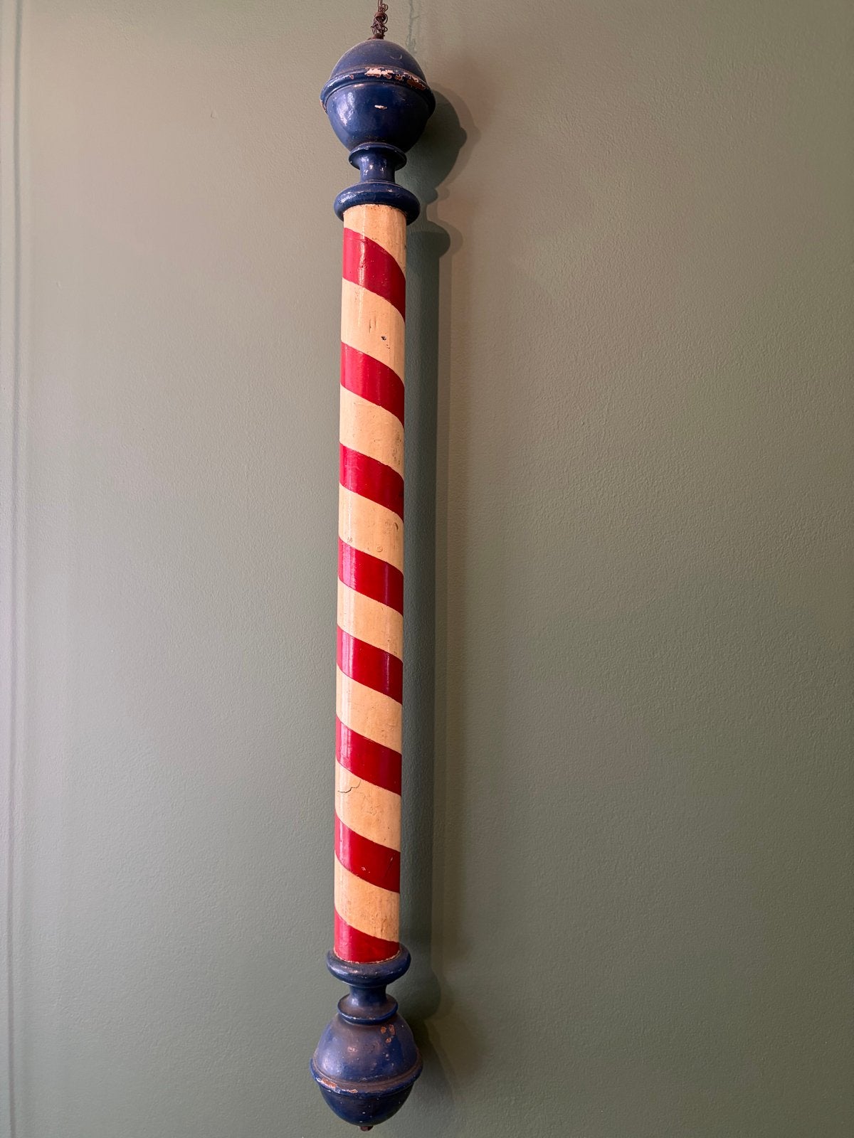 Antieke houten barberpool - 80cm, Ophalen of Verzenden