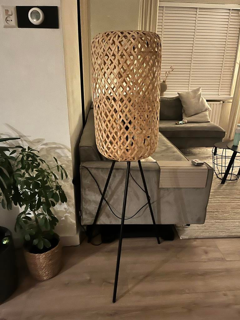 Bamboe vloerlamp Kwantum zgan, Ophalen of Verzenden, Gebruikt, Hout, 100 tot 150 cm