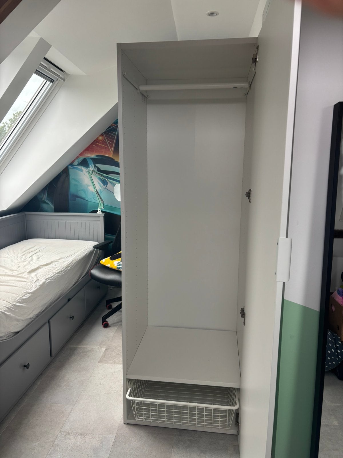 IKEA Platsa / Fonnes kledingkast met hangruimte en mand, Ophalen, 50 tot 100 cm, Zo goed als nieuw, 150 tot 200 cm