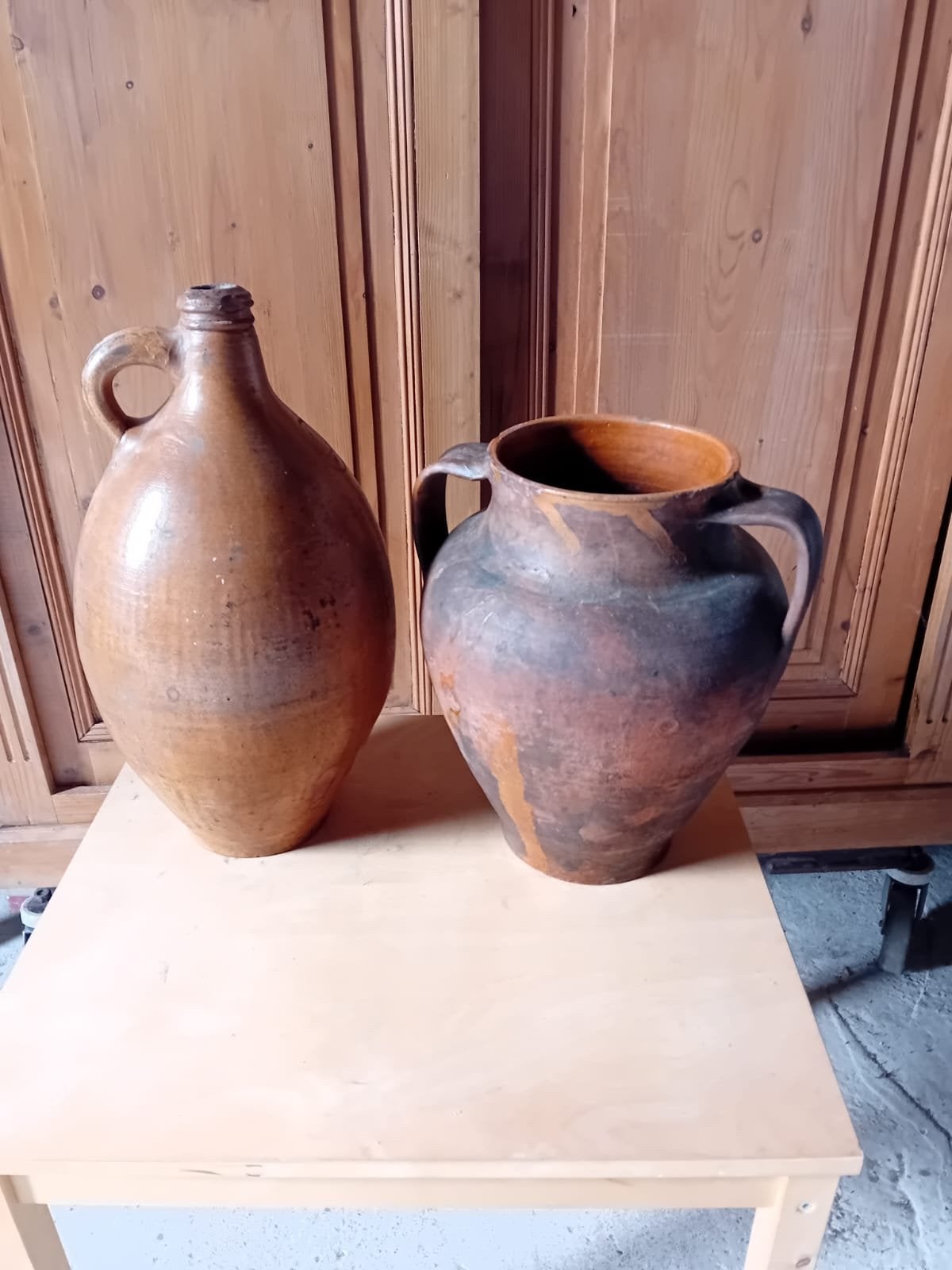 Antieke aardewerk kruik en vaas - Decoratief set, Ophalen
