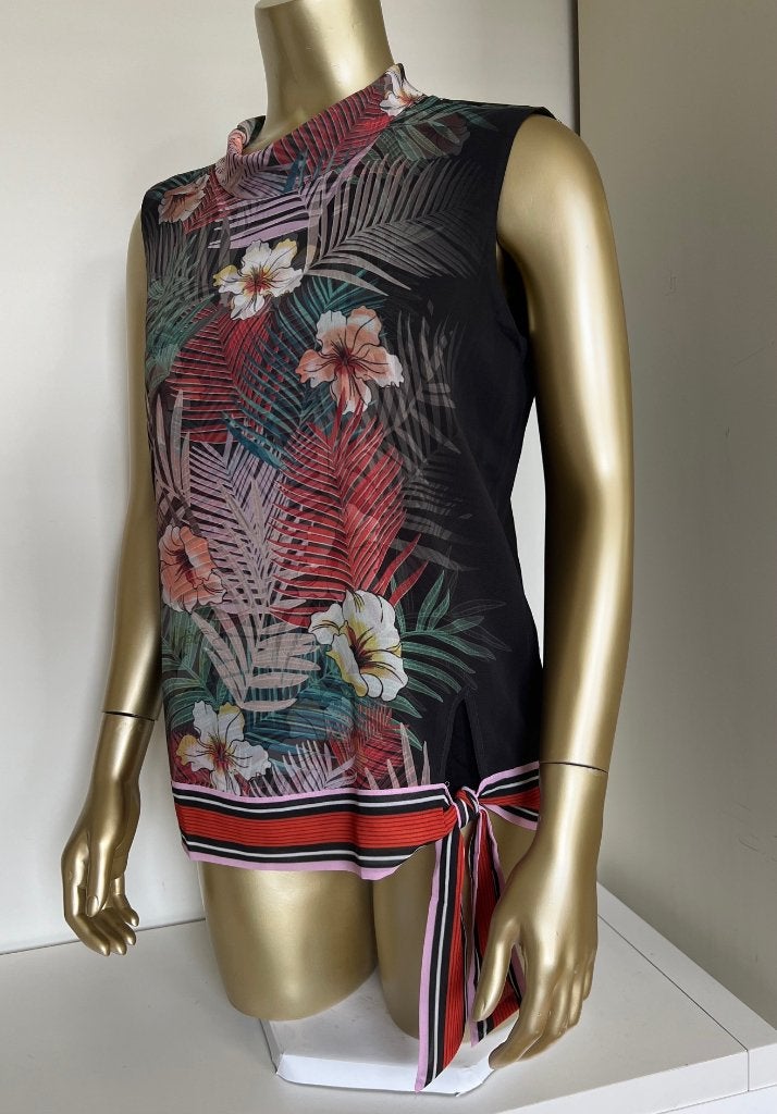 Gerry Weber, mouwloze top, zwart met bloemen, mt. 36, NIEUW, Zwart, Nieuw, Ophalen of Verzenden, Gerry weber