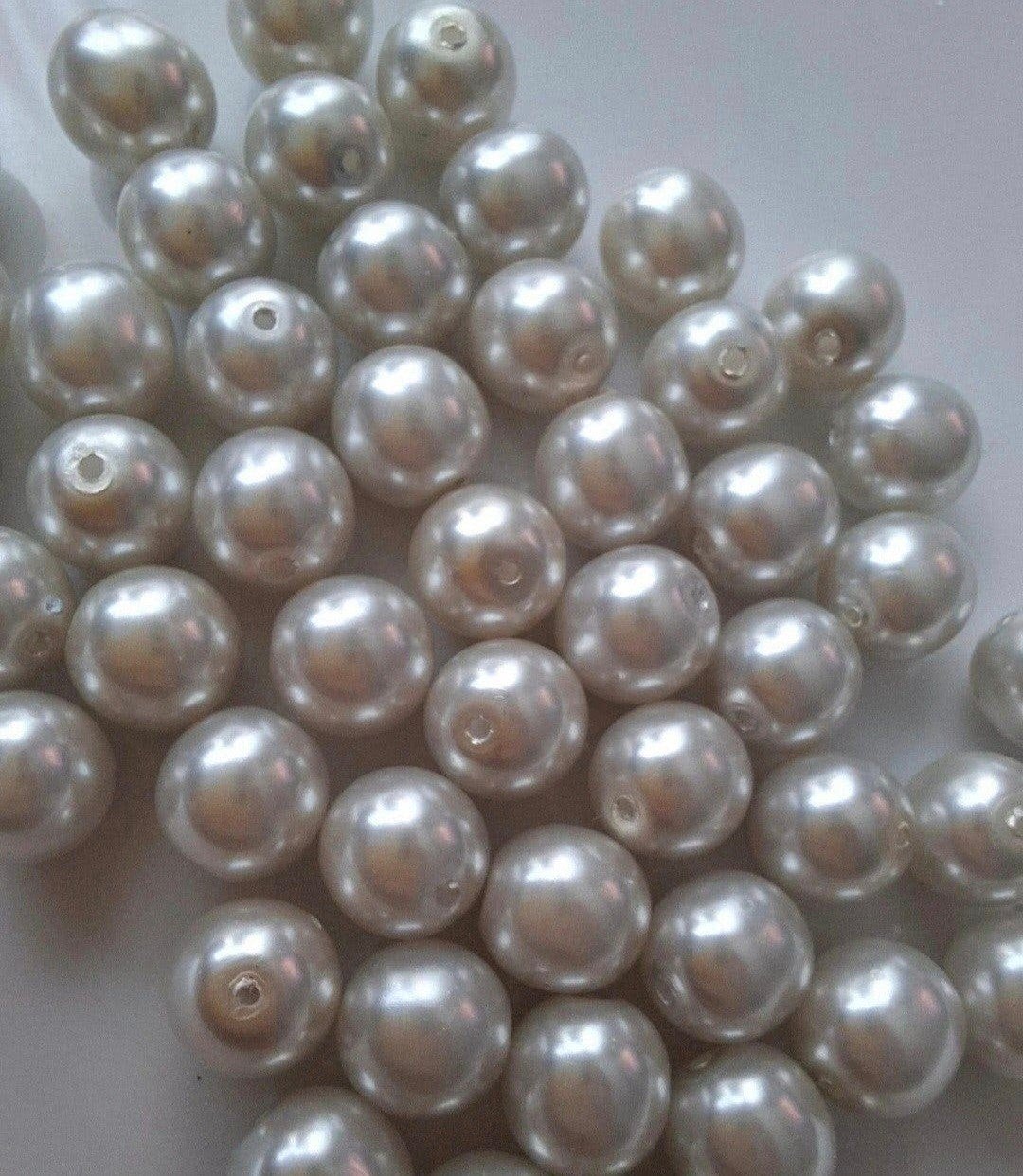 49 stuks 8 mm glaskralen parels wit kralen partij, Kraal, -, -, Nieuw