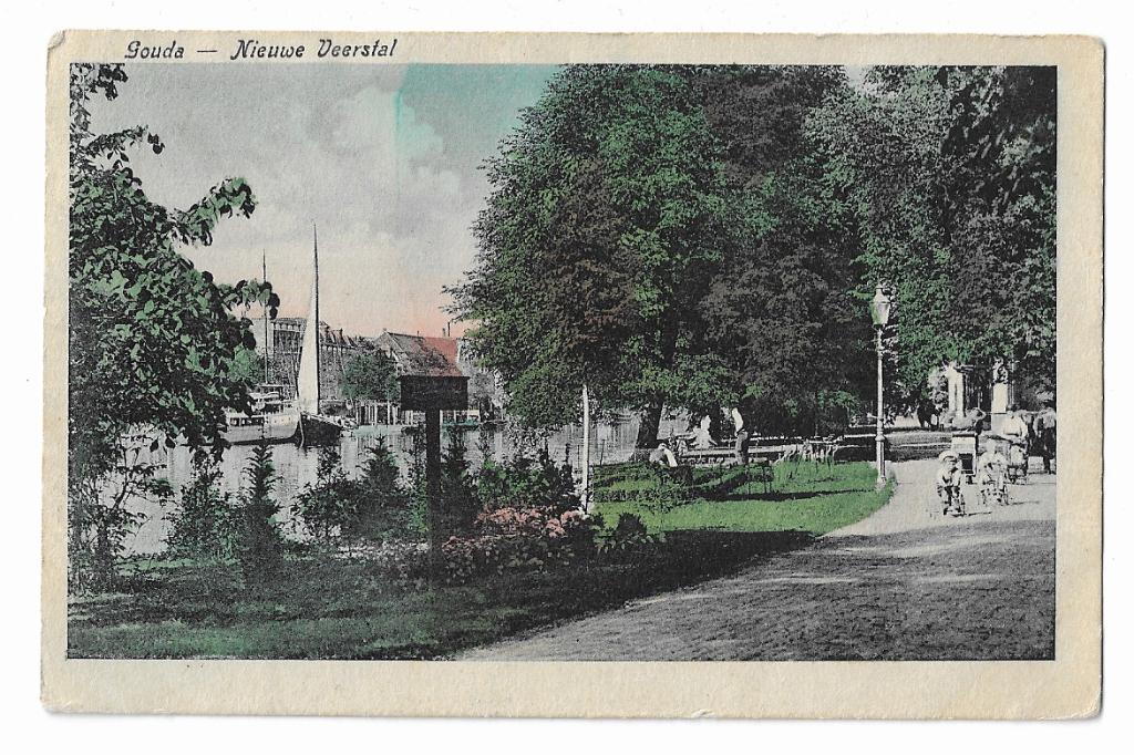 Gouda, Nieuwe Veerstal, Ophalen of Verzenden, 1920 tot 1940, Gelopen, Zuid-Holland