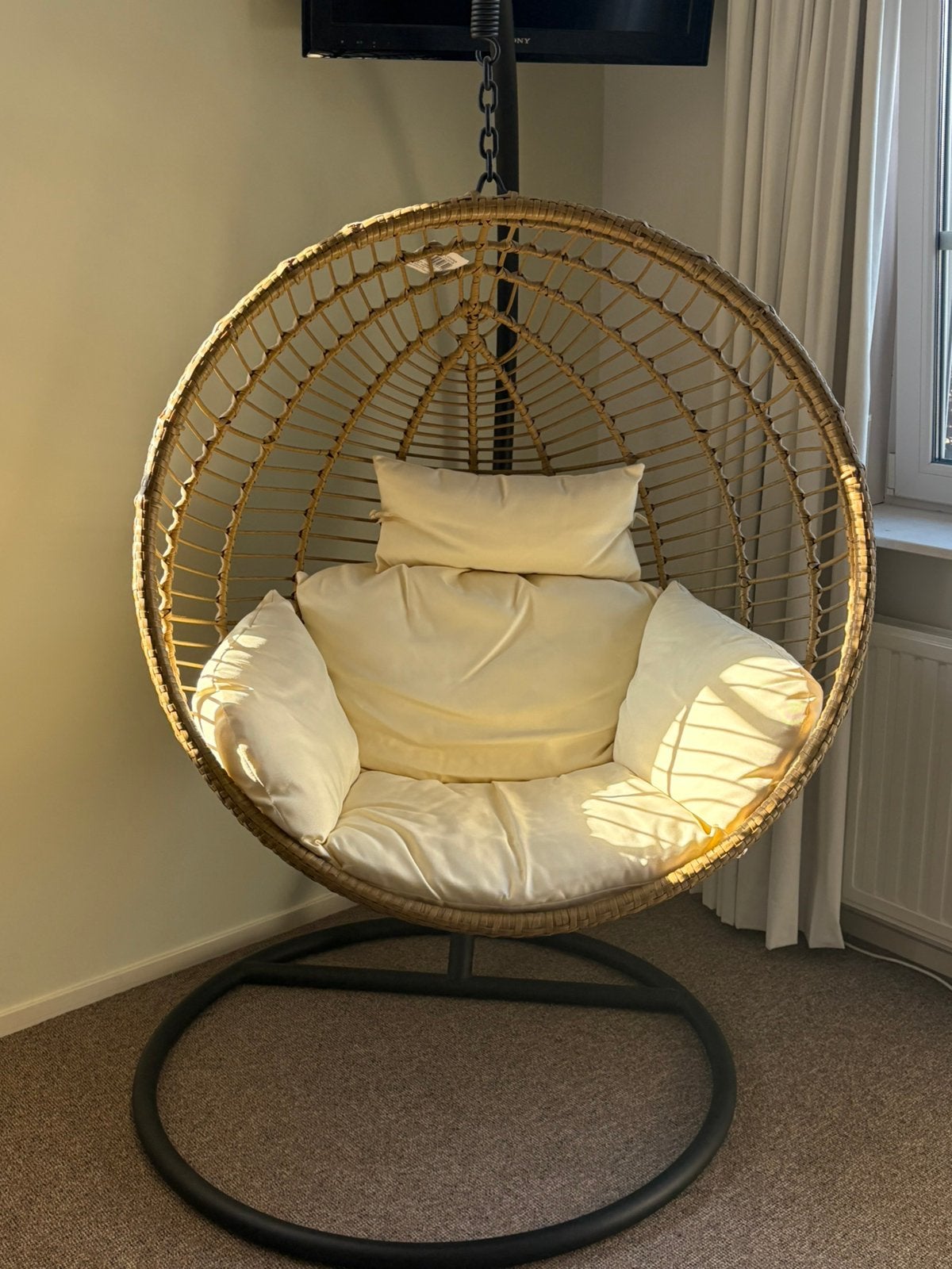 Xenos Cocoon XL hangstoel – met standaard & kussens, Ophalen, Kunststof, Overige kleuren, Bohemian / Modern / Scandinavisch