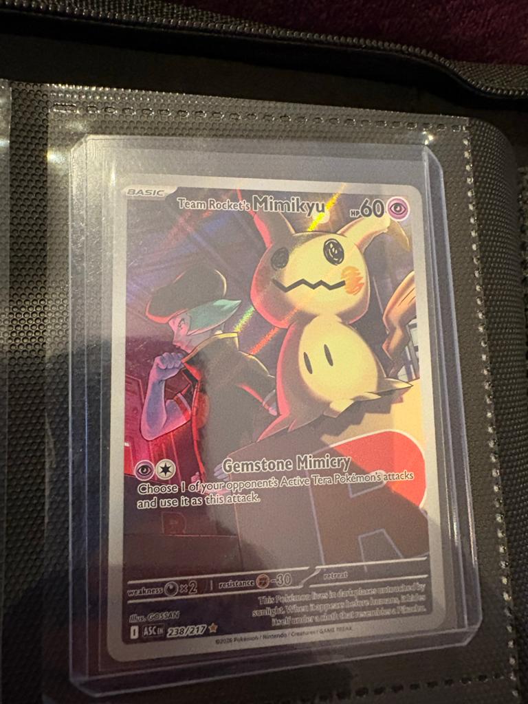 Team Rocket's Mimikyu 238/217 Ascended Heroes Pokémon Kaart, Ophalen of Verzenden, Zo goed als nieuw, Losse kaart, Foil