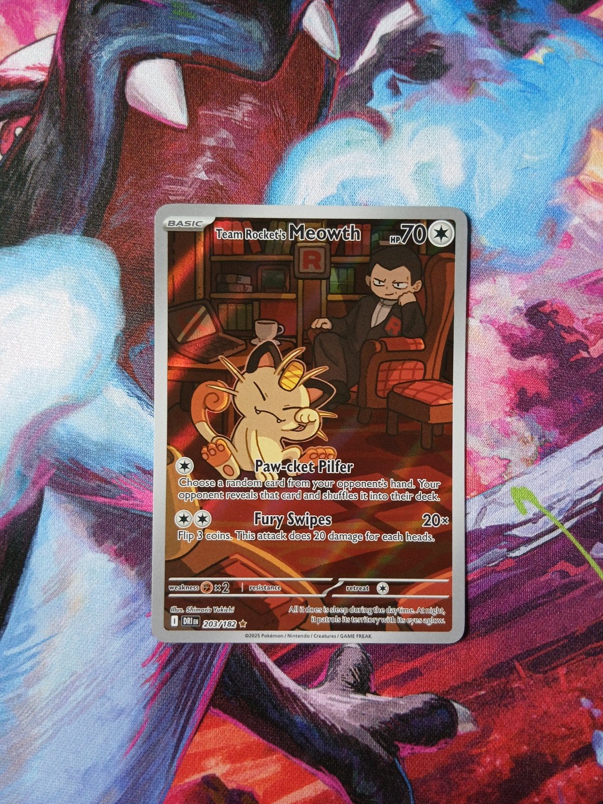 Team Rocket's Meowth # 203/182 Pokemon Destined Rivals, Verzenden, Nieuw, Losse kaart, Foil