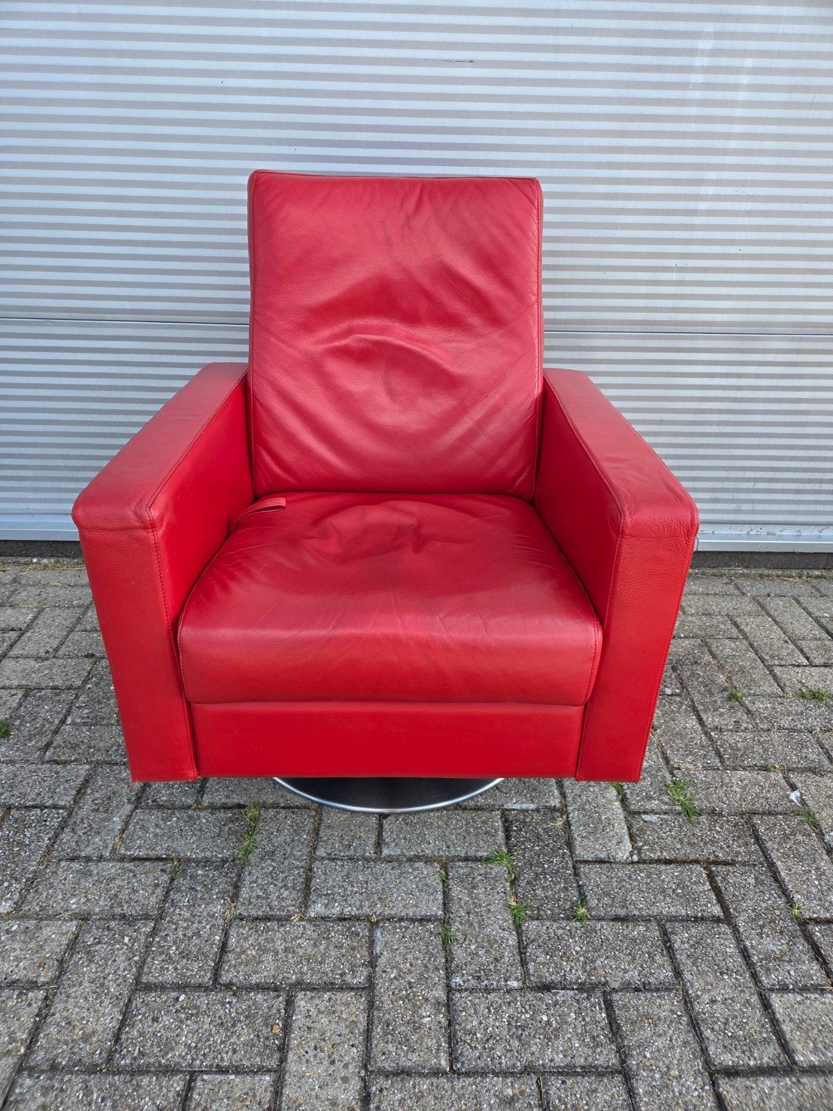 rode leren relaxfauteuil, relaxstoel, stoel, fauteuil, Ophalen, Gebruikt, Minder dan 75 cm, 50 tot 75 cm