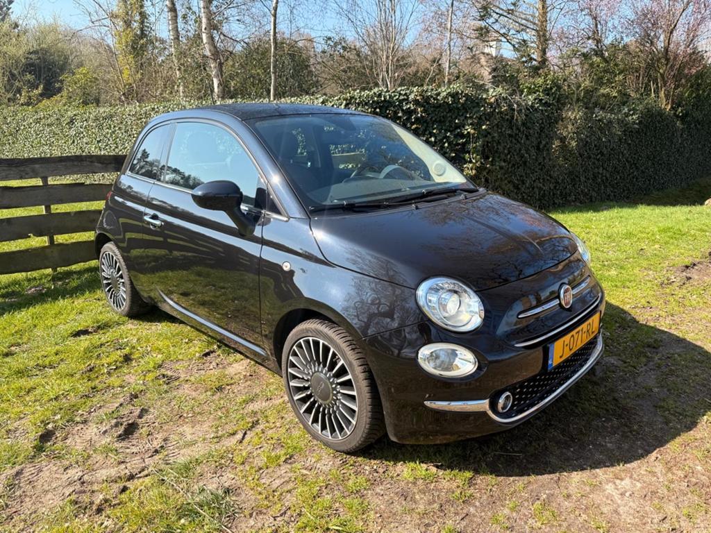 Fiat 500 0.9 Twinair 2016 Zwart, Auto's, Voorwielaandrijving, Zwart, Leder, 24 km/l