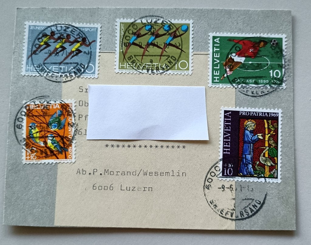 Zwitserland zegels op kaart gest, Verzenden, Gestempeld
