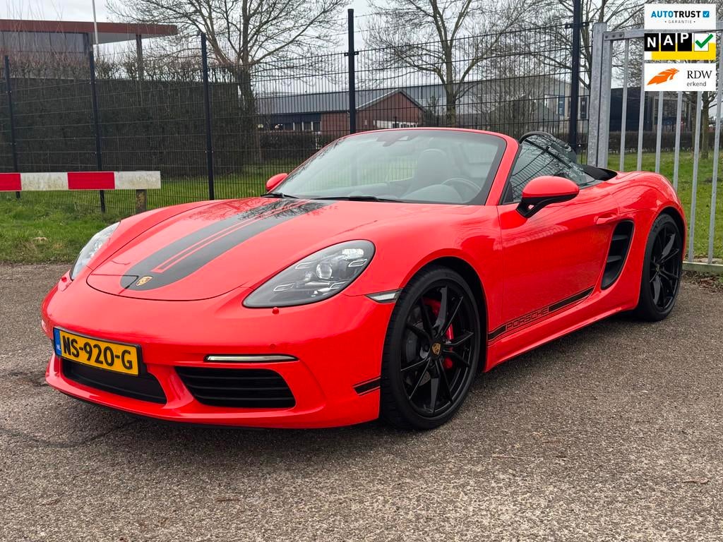 Porsche 718 Boxster S 2.5 350PK PDK Lava Orange Sportchrono, Achterwielaandrijving, Gebruikt, Euro 6, Cabriolet