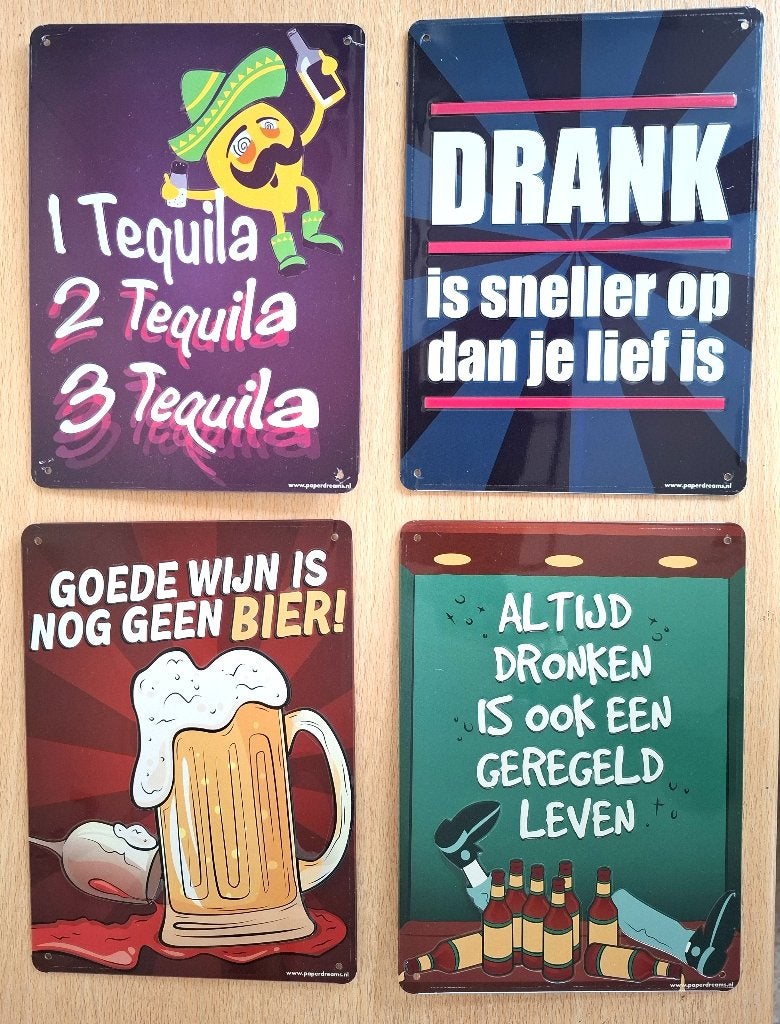 4 metalen bordjes voor mancave, Ophalen of Verzenden, Nieuw