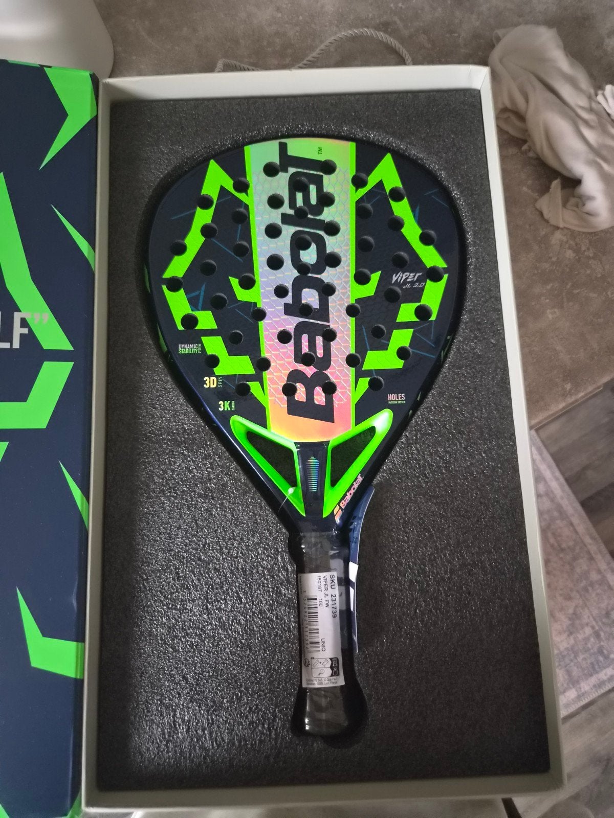 NIEUW Babolat Viper JL FW 150187 SKU 231739 Juan Lebron Wolf, Sport en Fitness, Ophalen of Verzenden, Nieuw, Racket, Babolat