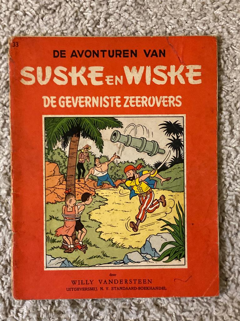 Suske en Wiske - Nr 33 - Geverniste Zeerovers - 1e druk 1958, Boeken, Stripboeken, Eén stripboek, Ophalen of Verzenden, Gelezen