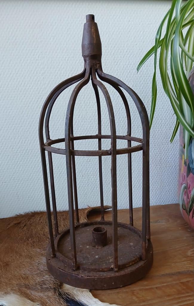 Roest bruin kooitje - kandelaar decoratie kooi kaarsenhouder, Huis en Inrichting, Woonaccessoires | Kandelaars en Kaarsen, Zo goed als nieuw