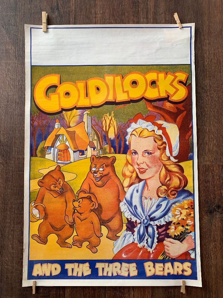 Vintage poster - Goldilocks & the three bears - jaren 30, Ophalen of Verzenden, A1 t/m A3, Film en Tv, Rechthoekig Staand