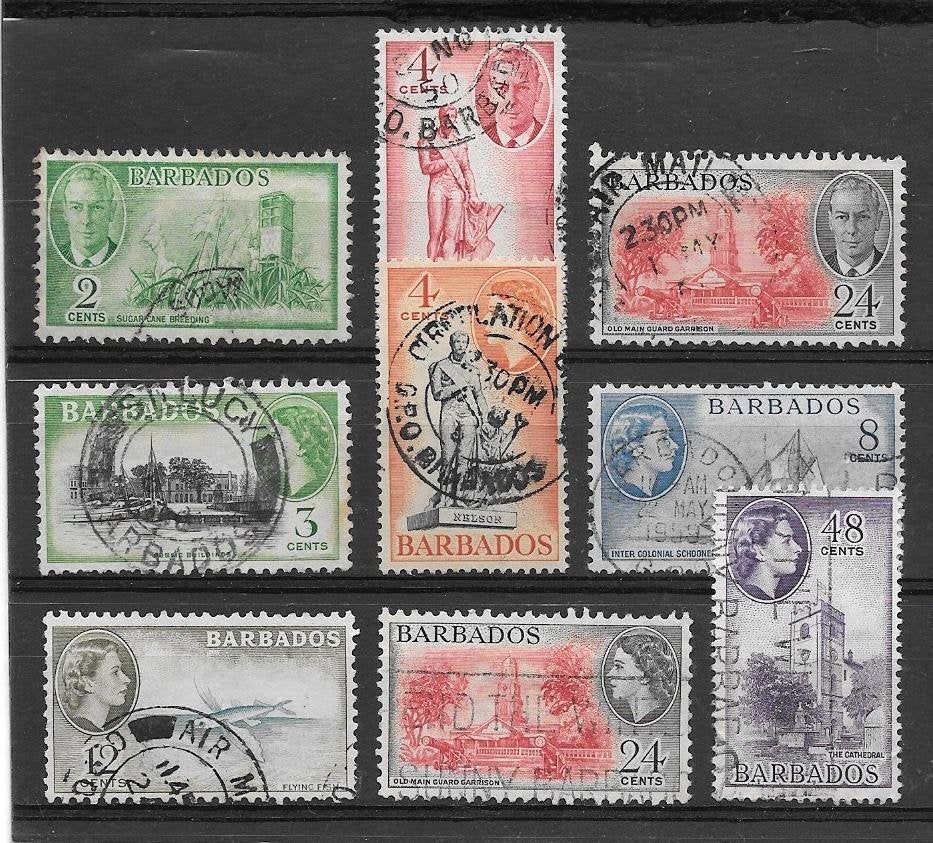 Barbados 1950-1953 George V & Elizabeth, Verzenden, Gestempeld, Midden-Amerika