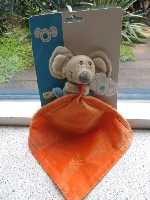 Knuffeldoek Mike the Mouse muis merk Tiamo oranje velours, Oranje, Muis, Nieuw, Ophalen of Verzenden