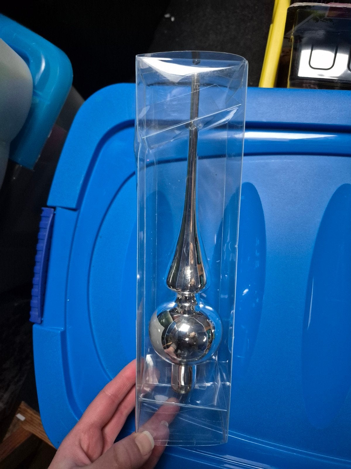 Zilver kleurige glazen piek kerstboom tree topper echt glas, Ophalen of Verzenden