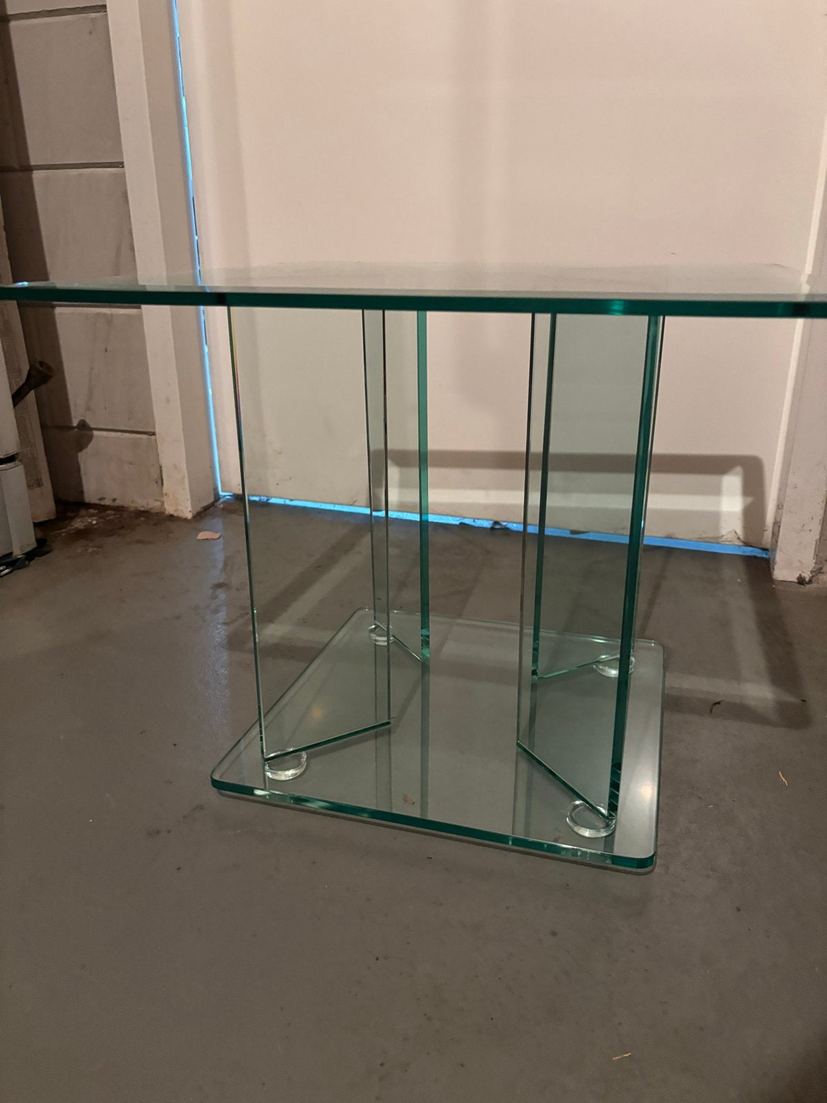 Glazen tafel van geslepen glas, Ophalen, Gebruikt, 100 tot 150 cm, Vierkant