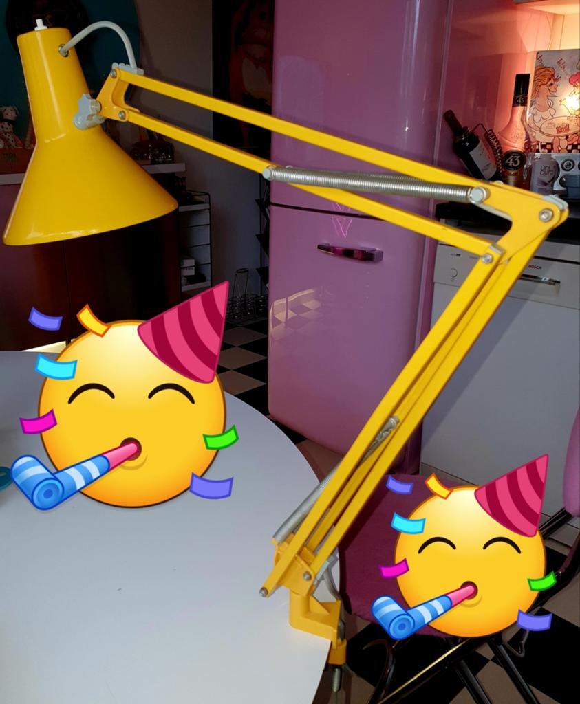 Bureaulamp originele HCF Denemarken Type 85 knalgeel, Huis en Inrichting, Ophalen, 50 tot 75 cm, Zo goed als nieuw, Metaal