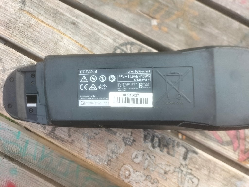Shimano STEPS BT-E8014 Frame Accu 418Wh tbv. 1st Gen - Zwart, Ophalen of Verzenden, Zo goed als nieuw, Overige merken