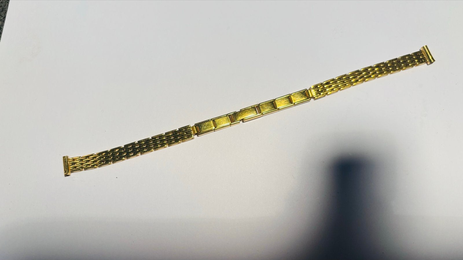 Goudkleurige Fischer horlogeband met klapsluiting 8mm, Overige merken, Overige materialen, Gebruikt, Polshorloge
