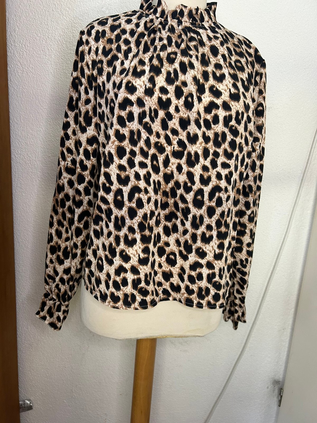 Dames panterprint blouse | Shein | maat XL | als nieuw, Ophalen of Verzenden, Zo goed als nieuw, Maat 46/48 (XL) of groter, Beige