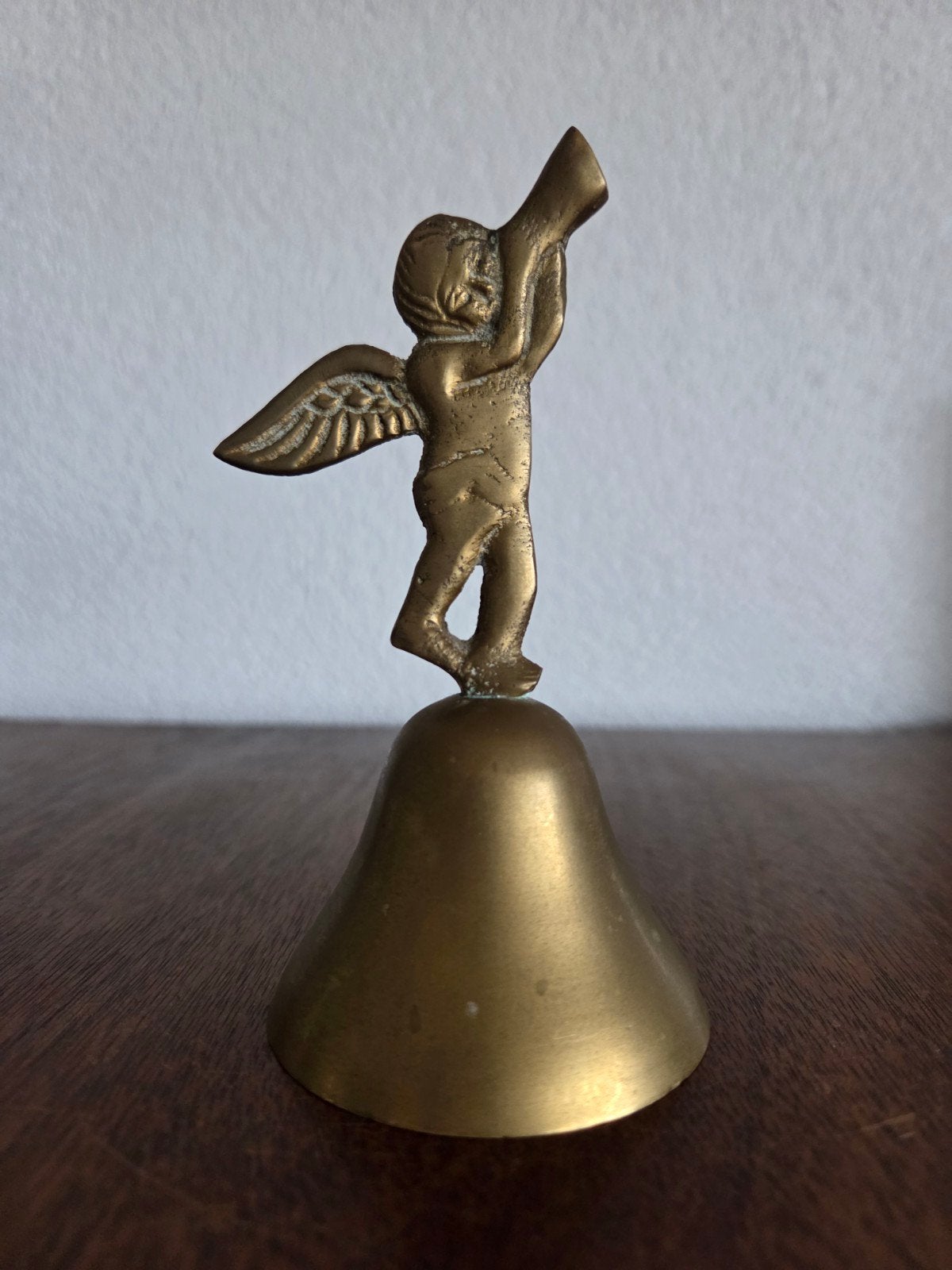 Vintage Messing Engelbel / Tafelbel met Cherubijn (12 cm), Ophalen of Verzenden, Koper