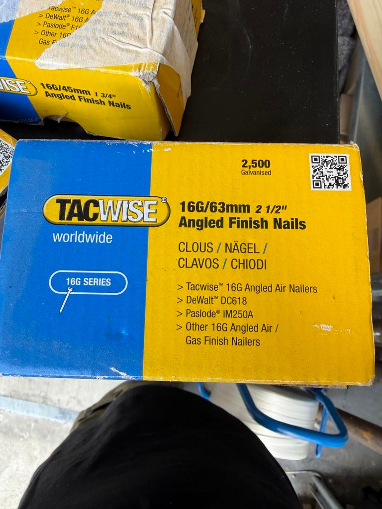 3 Dozen Tacwise Angled Finish Nagels 32mm, 45mm, 63mm, Ophalen of Verzenden, Nieuw