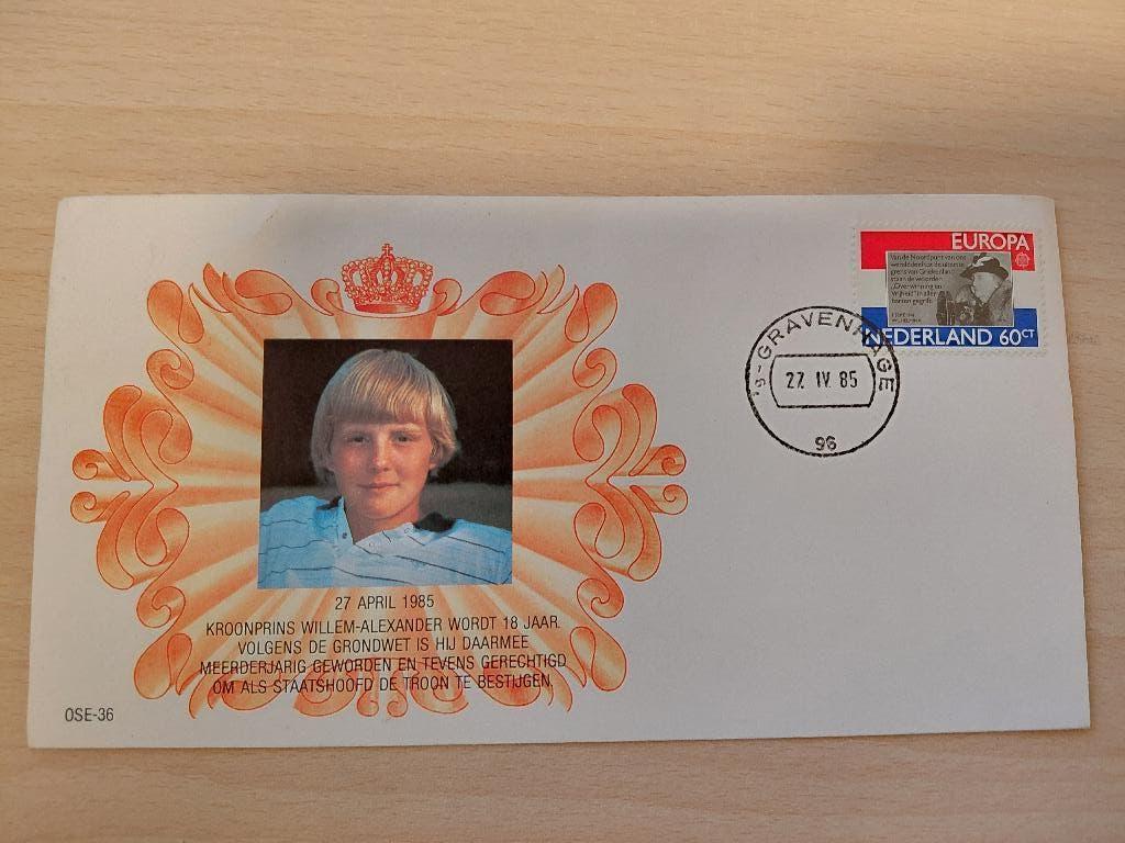 Brief Koninklijk Huis 1985 Willem Alexander 18 jaar, Verzenden, Envelop