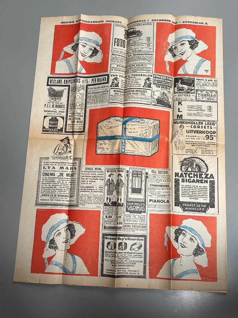 Herdruk van het NRC uit 1923 met BlueBand reclame uit 1973, Verzamelen, Ophalen of Verzenden, Gebruikt, Overige typen