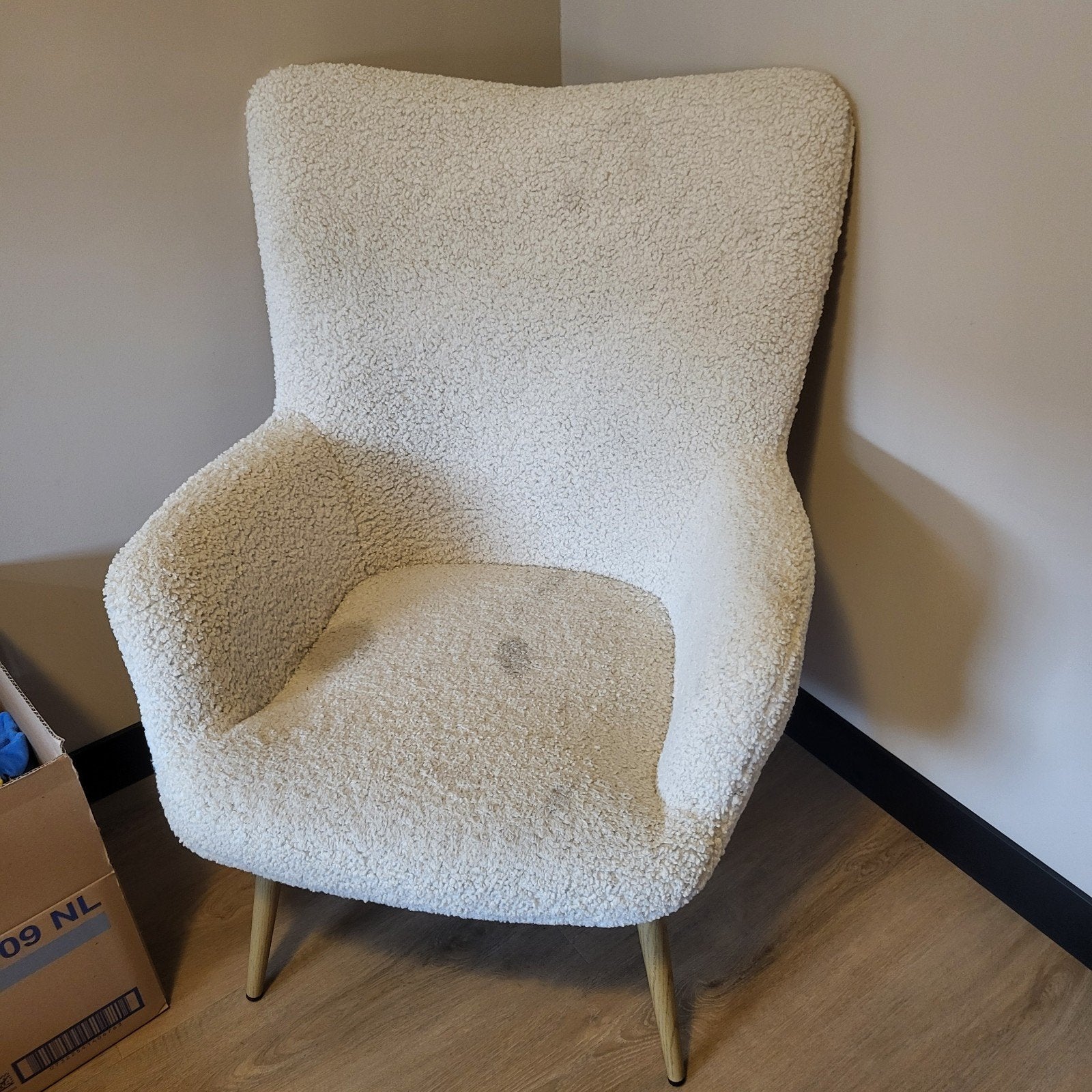 Crèmekleurige teddy fauteuil, Huis en Inrichting, Fauteuils, Ophalen, Modern, Teddy, Scandinavisch, Gebruikt, 75 tot 100 cm