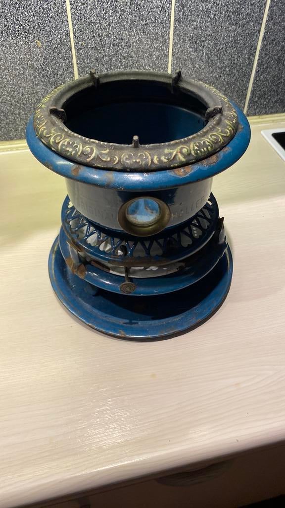 Petroleumstel groen blauw met schaal, Ophalen of Verzenden