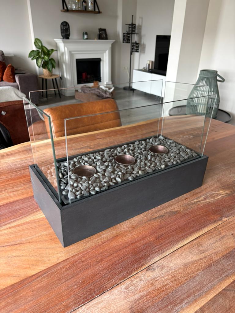 Moderne tafelhaard / sfeerhaard met glas, Ophalen, Overige materialen, Zo goed als nieuw, Kaars