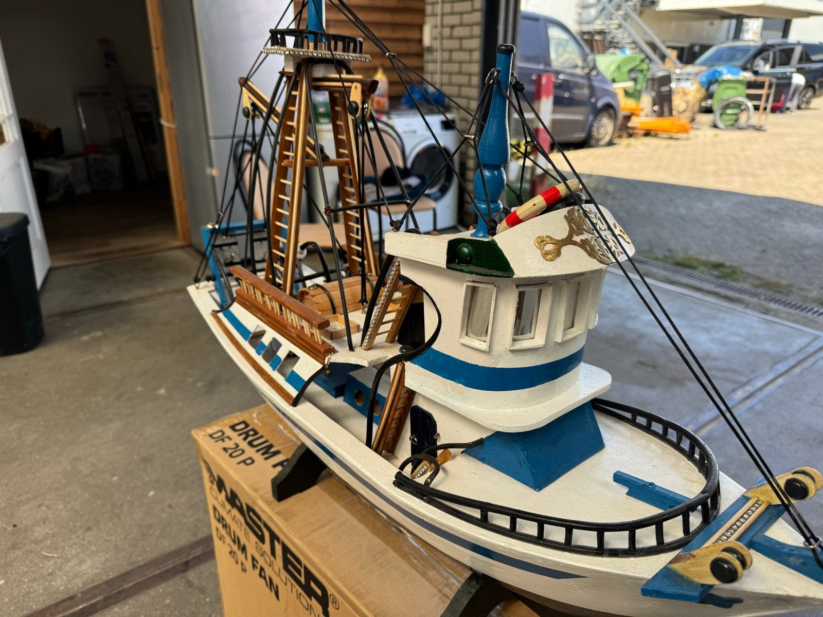 Handgemaakt model vissersboot - 80x20 cm, Ophalen of Verzenden, Nieuw