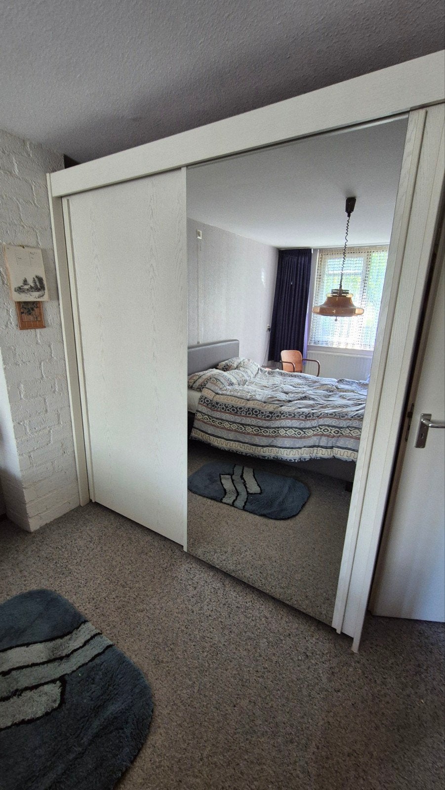 Witte kledingkast met spiegel schuifdeuren, Ophalen, Met deur(en), Gebruikt, 200 cm of meer