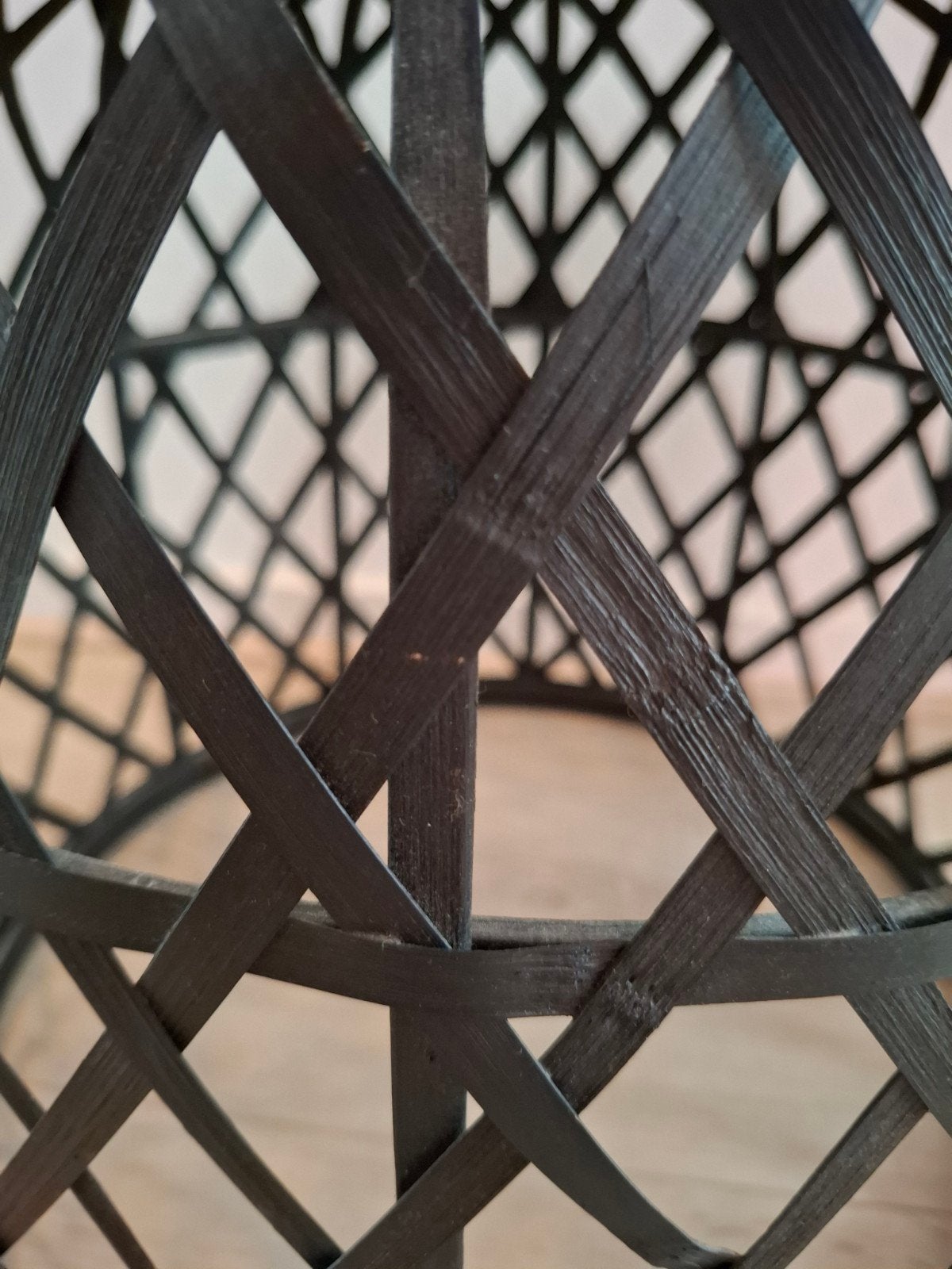 Zwarte bamboe hanglamp Kwantum, Ophalen, Zo goed als nieuw, Hout