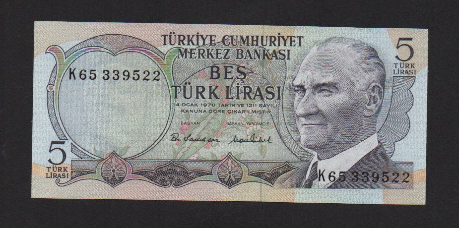 Turkije 5 Lira Bankbiljet 1976 UNC, Ophalen of Verzenden, Overige landen, Los biljet