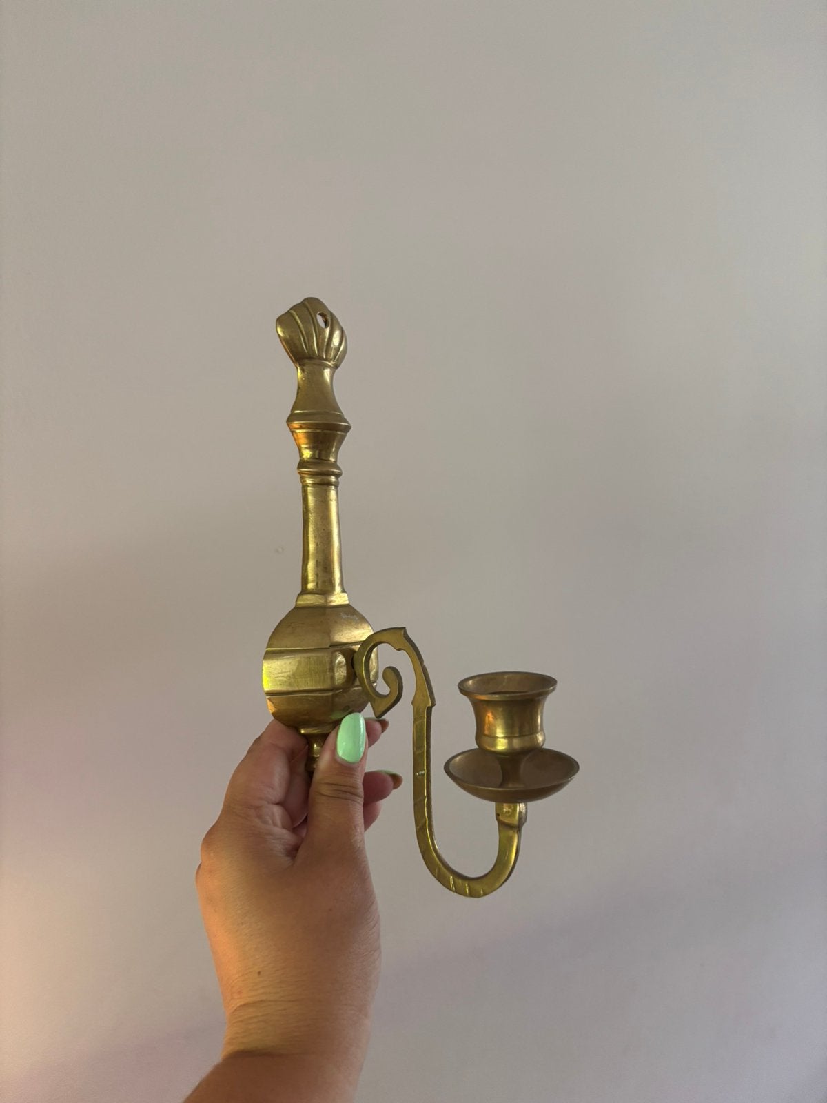 Vintage messing wandkandelaar, Verzenden, Koper of Brons