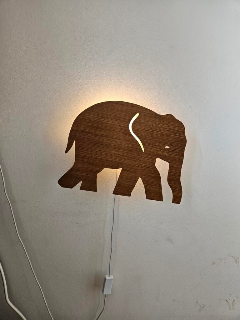 Houten olifant wandlamp, Ophalen of Verzenden