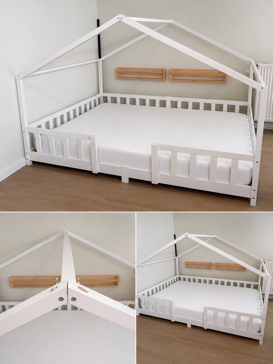 Wit huisbed 140x200 cm met matras - ideaal voor kinderkamer, Ophalen, Gebruikt, Wit, Tweepersoons