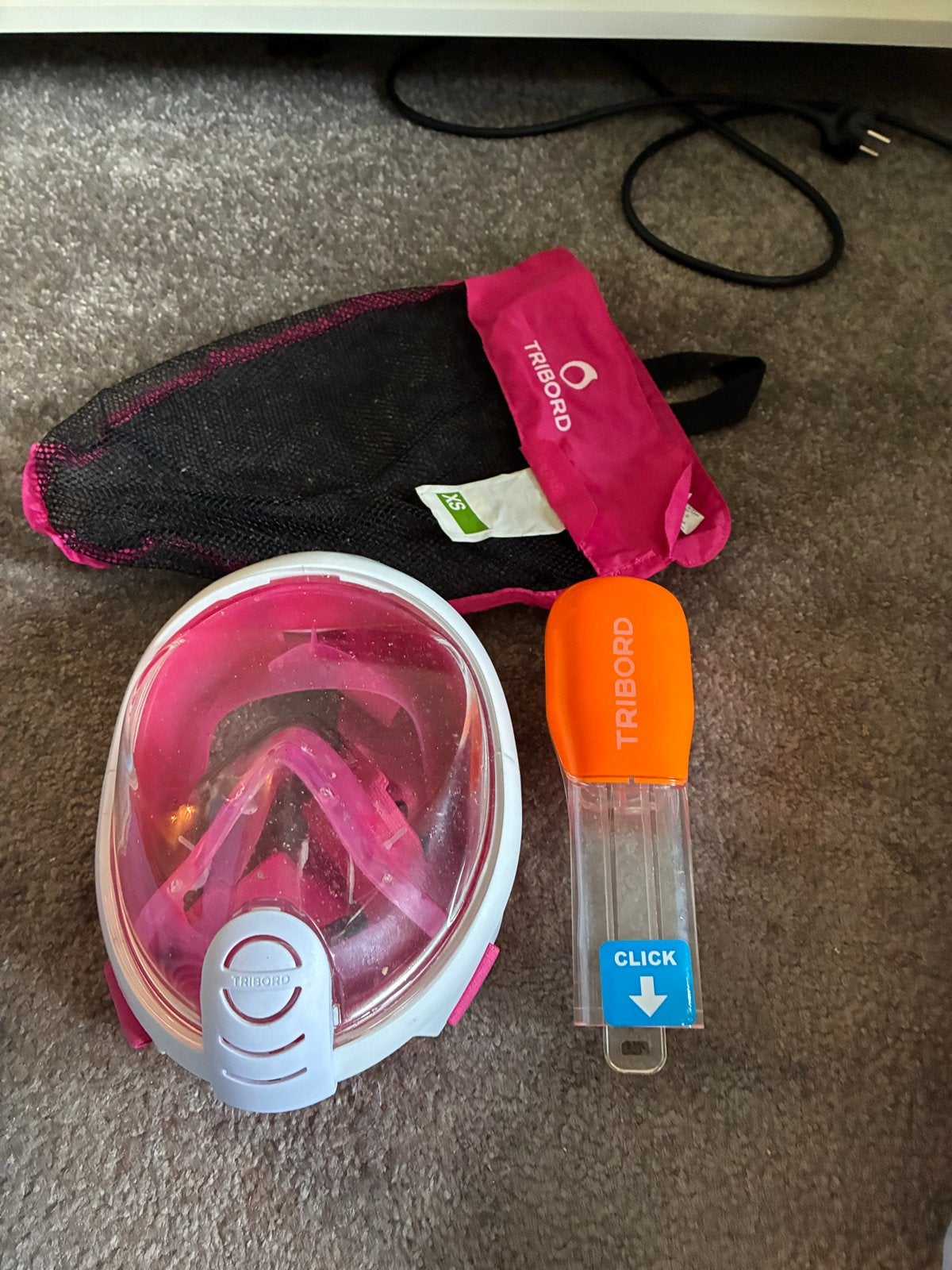 Tribord Easybreath Snorkelmasker - Roze (Maat XS), Ophalen, Zo goed als nieuw, Snorkelmasker
