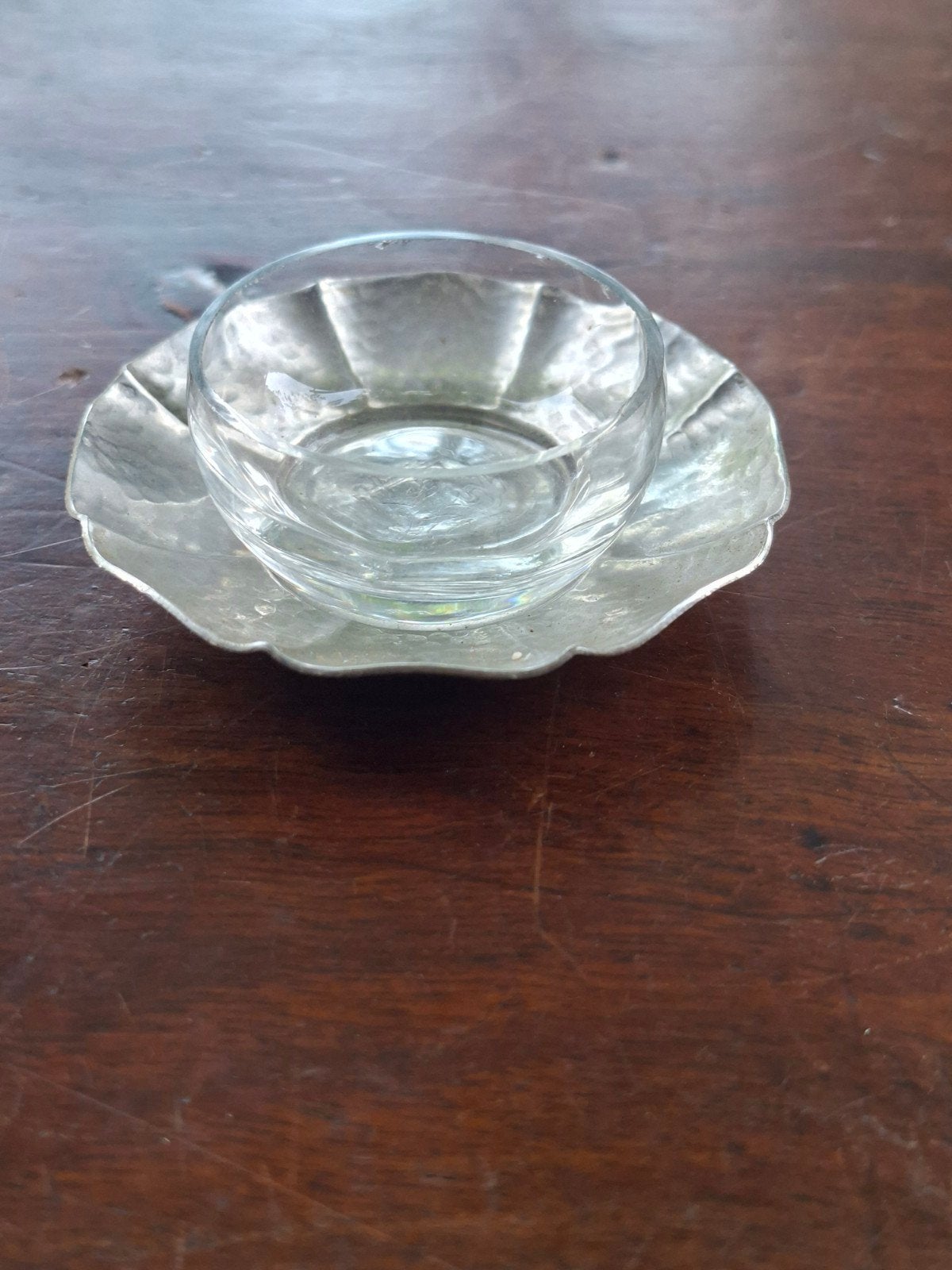 Vintage Sola Z tin schaaltje met glas zoutvaatje, Ophalen of Verzenden