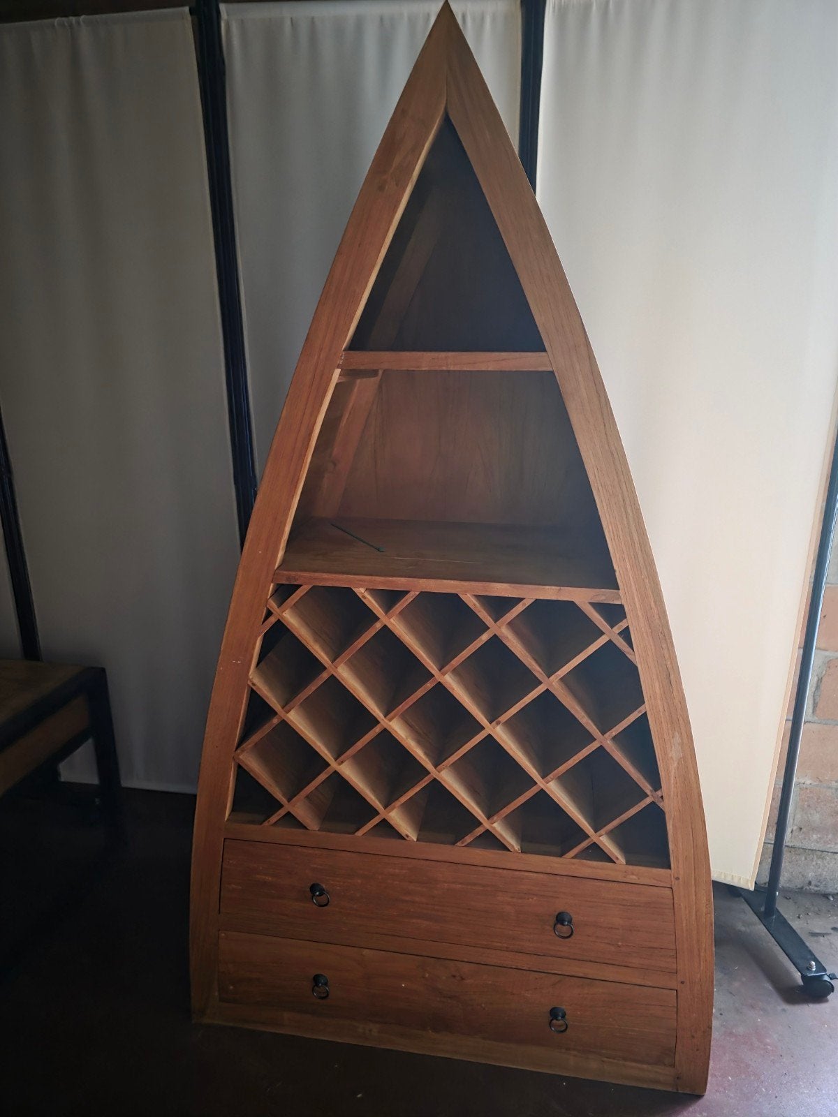 Exclusieve Teak Wijnkast - Bootvormig Design, Ophalen, Gebruikt, 25 flessen of meer, 75 – 100