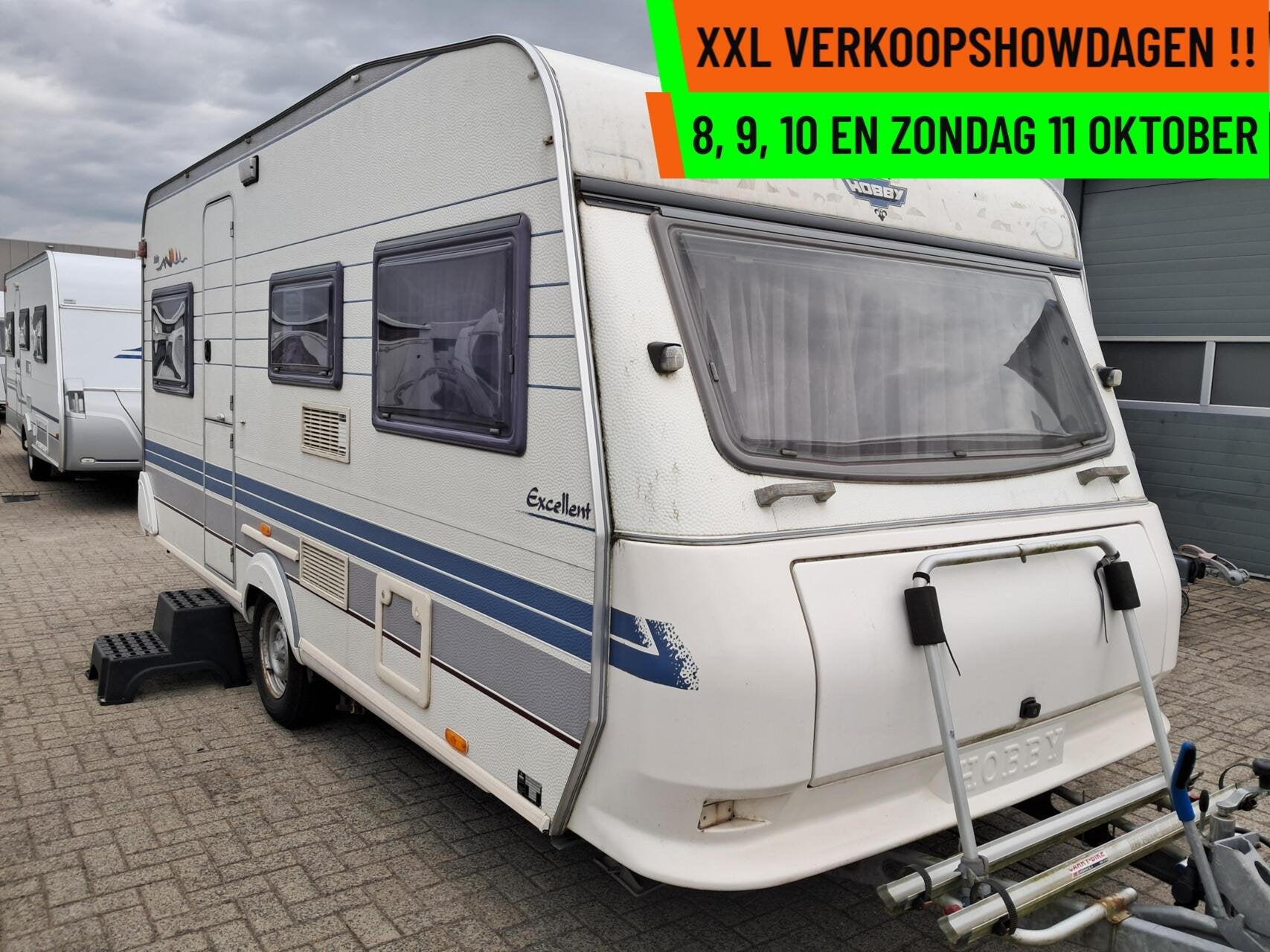 HOBBY EXCELLENT 470 MOVER + VOORTENT + DWARSBED + FIETSENDR, Rondzit, Hobby, Bedrijf, Serviceluik