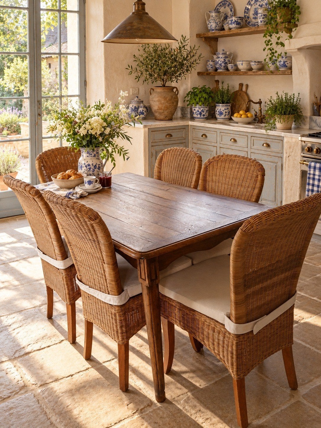 Prachtige antieke eiken eettafel met 6 stoelen Franse sfeer, Ophalen