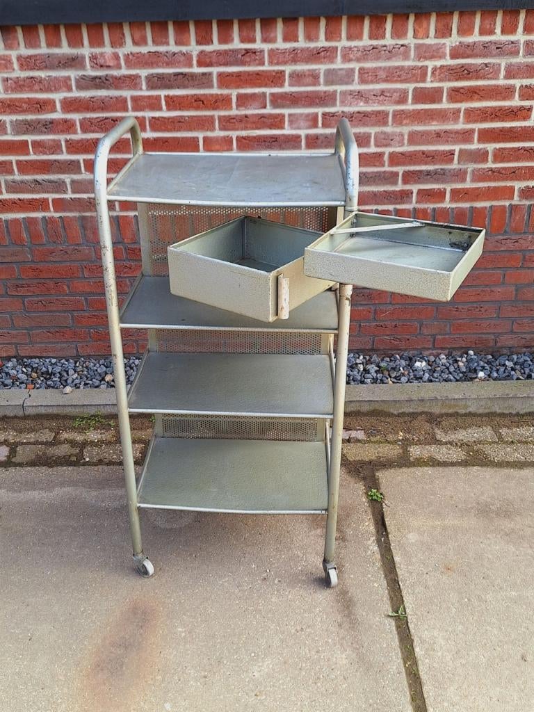 Vintage design trolley van Heliolithe (uit Frankrijk)., Minder dan 55 cm, Gebruikt, Metaal of Aluminium, .