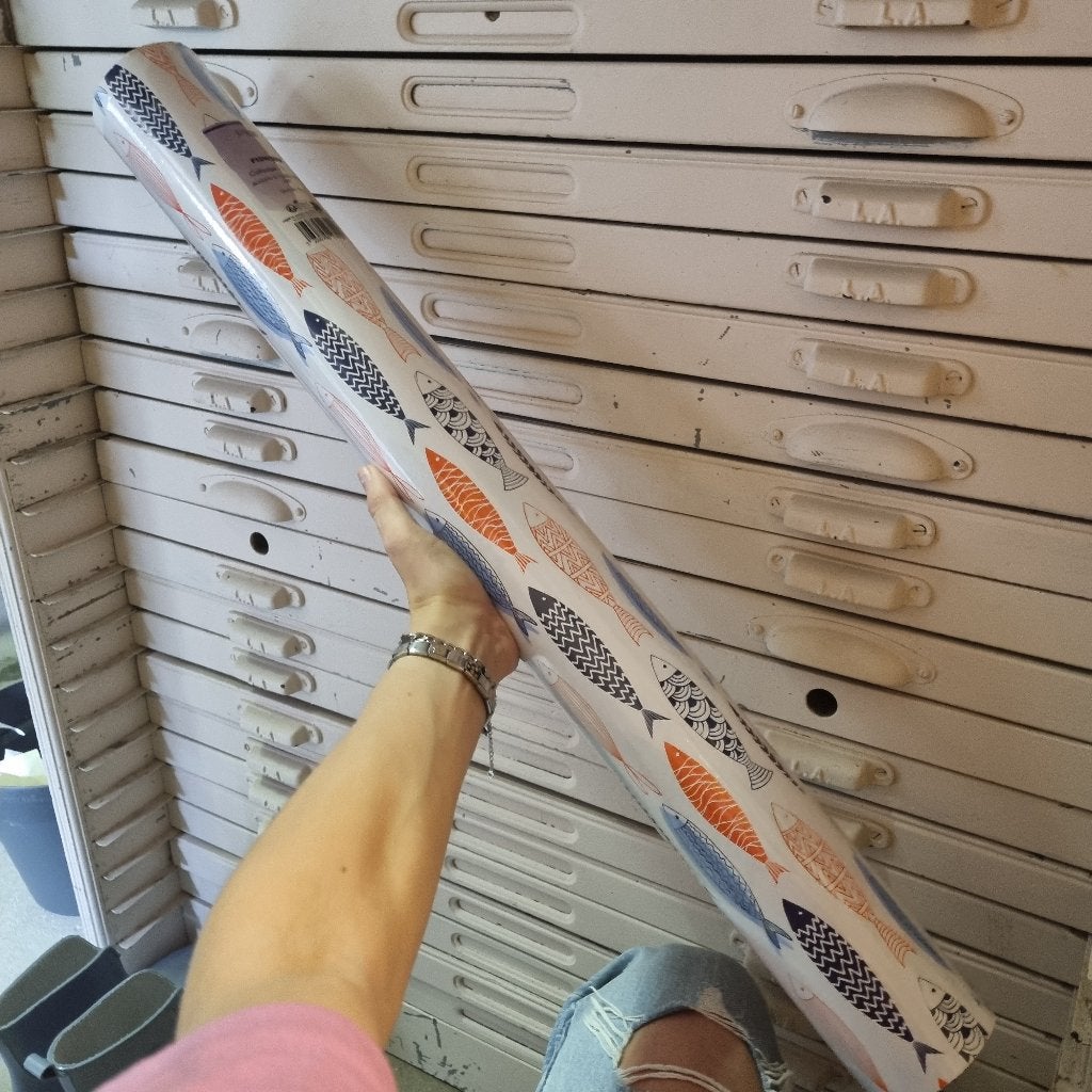 Cadeaupapier toonbankrol winkelrol inpakpapier vissen 70cm, Verzenden, Nieuw