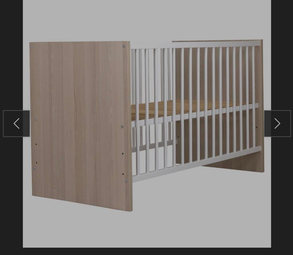 Modern babybedje - Hout en wit, Ophalen, Zo goed als nieuw, Ledikant